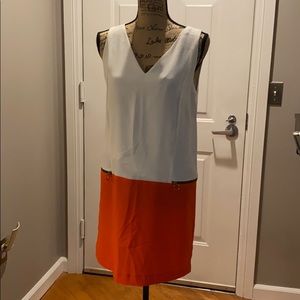Zara orange/wht color blocked dress size small